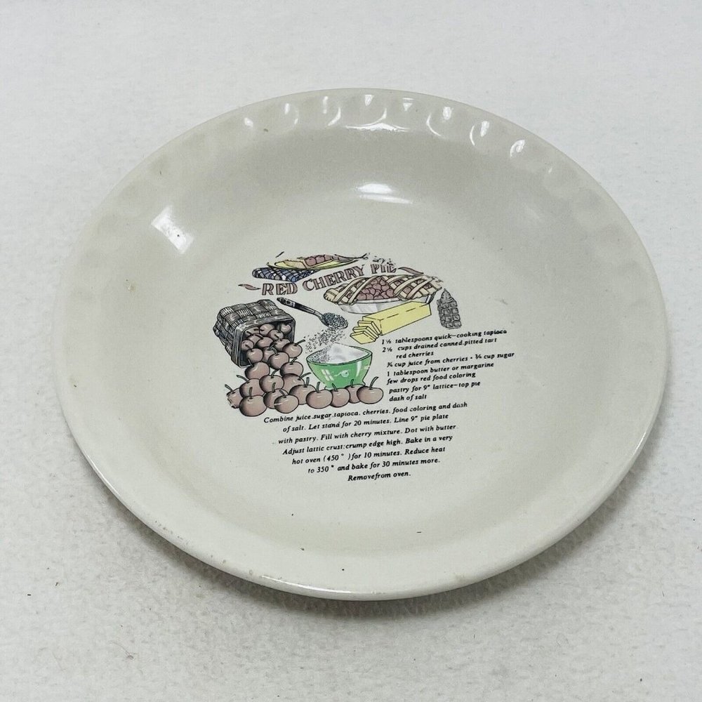 Cherry Pie Dish Recipe Plate 10” Serving Baking Tray Baker Dessert Cooking Chef